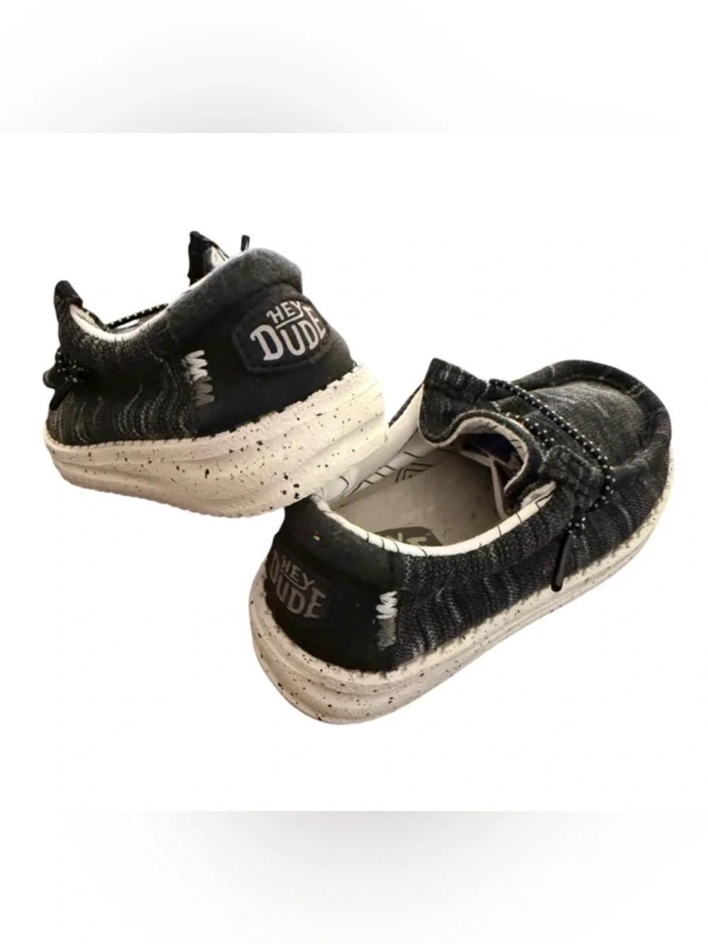 Hey Dude Kids Black and Gray Wally Toddler Stretch Shoes
